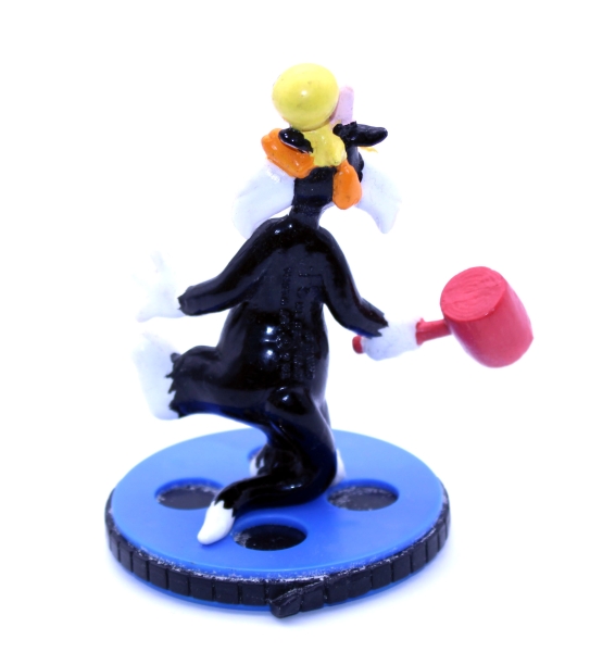 Looney Tunes Figur Sylvester mit Tweety auf Kopf auf Standbase (Filmrolle) von Warner Bros